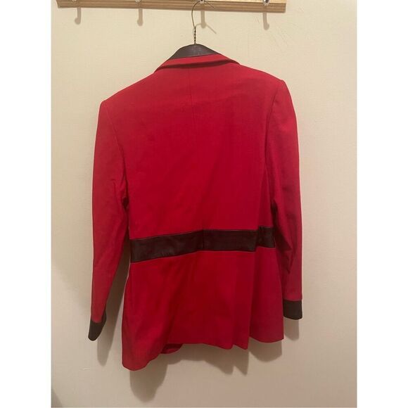 Focus 2000 by Charles glueck red wool 90s 80s two piece suit set size 6 - Picture 5 of 13
